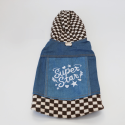 Denim Patchwork Dachshund Hoodie Jacket