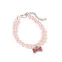 Elegant Pearl Diamond Dog Necklace