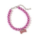 Elegant Pearl Diamond Dog Necklace