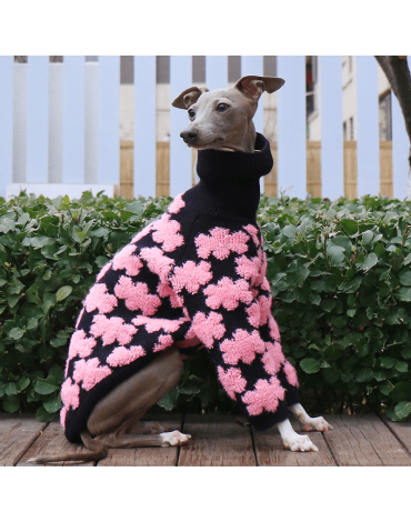 Embroidered High Neck Greyhound Dog Sweater