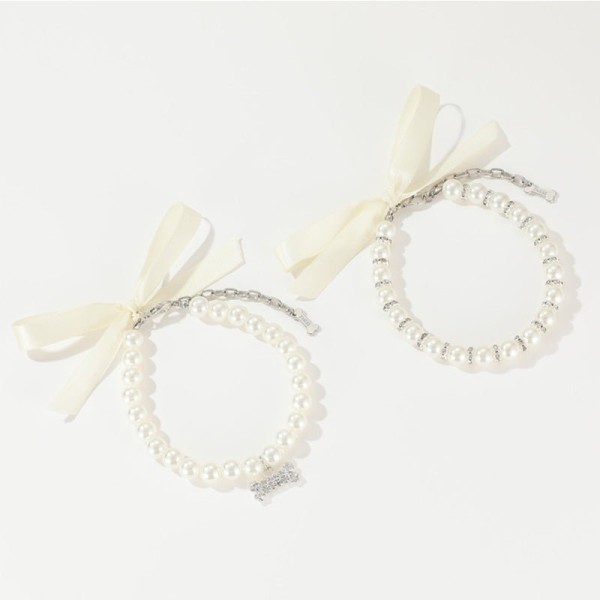 Elegant Pearl Diamond Dog Necklace